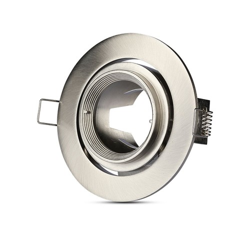 GU10 inbouwspot met zoom - Satijn nikkel, rond, kantelbaar, aluminium, gat: Ø9,3 cm, afm: Ø10,2 cm