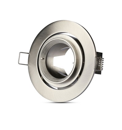 GU10 inbouwspot met zoom - Satijn nikkel, rond, kantelbaar, aluminium, gat: Ø9,3 cm, afm: Ø10,2 cm