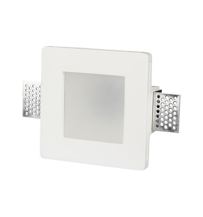 GU10 inbouwspot - Vierkant, wit, mat glas, 12x12 cm, IP20