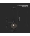 E27 pendellamp van zwart metaalgaas - Ø30cm, modern design, exclusief lichtbron