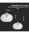Ø35cm Diamond Cut glazen pendellamp - Transparant, E27 fitting, max 60W, excl. lichtbron