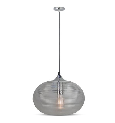 Ø35cm pendellamp met diamantgeslepen glas, E27 - Zwart, metaal, max 60W, zonder lichtbron