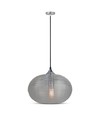 Ø35cm pendellamp met diamantgeslepen glas, E27 - Zwart, metaal, max 60W, zonder lichtbron