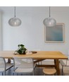 Ø35cm pendellamp met diamantgeslepen glas, E27 - Zwart, metaal, max 60W, zonder lichtbron