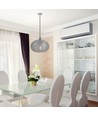 Ø35cm pendellamp met diamantgeslepen glas, E27 - Zwart, metaal, max 60W, zonder lichtbron