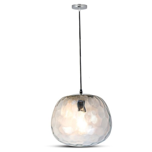 Ø250mm design pendellamp van glas - Rond, transparant, E27 fitting, 1m ophanging, 5 jaar garantie