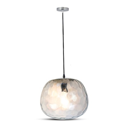 Ø250mm design pendellamp van glas - Rond, transparant, E27 fitting, 1m ophanging, 5 jaar garantie