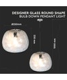 Ø250mm design pendellamp van glas - Rond, transparant, E27 fitting, 1m ophanging, 5 jaar garantie