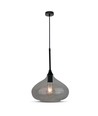 Ø28,5cm pendellamp van zwart glas - E27 fitting, max 60W, IP20 binnen, zonder lichtbron