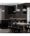 Ø28,5cm pendellamp van zwart glas - E27 fitting, max 60W, IP20 binnen, zonder lichtbron