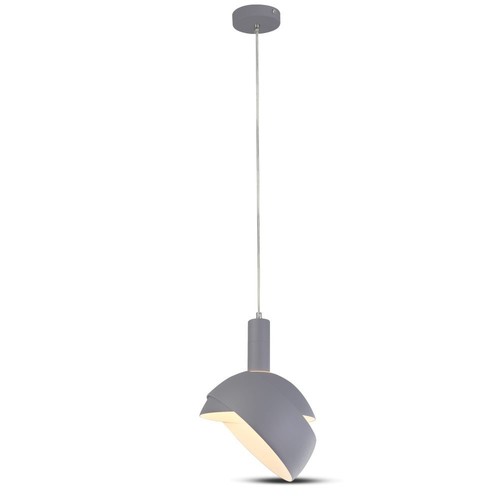 E14 pendelophanging met grijze aluminium kap - Ø18cm, 1 meter snoer, max 60W, zonder lichtbron
