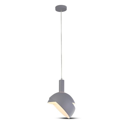 E14 pendelophanging met grijze aluminium kap - Ø18cm, 1 meter snoer, max 60W, zonder lichtbron