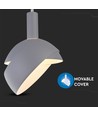 E14 pendelophanging met grijze aluminium kap - Ø18cm, 1 meter snoer, max 60W, zonder lichtbron