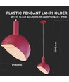E14 pendelophanging met roze aluminium kap - Max 60W, kunststof en aluminium, 5 jaar garantie