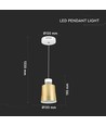 7W pendel in acryl, goud - Ø12cm, 400lm, incl. lichtbron