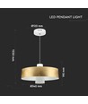 7W LED pendel, gouden acryl kap - Ø34cm, 3000K, 400lm, IP20