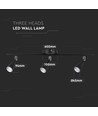 13,5W LED wandlamp met 3 koppen - 1260lm, 3000K, zwarte afwerking, incl. lichtbron