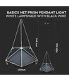E27 Prism pendellamp - Zwarte kap met wit snoer, Ø40cm, metaal, exclusief lichtbron