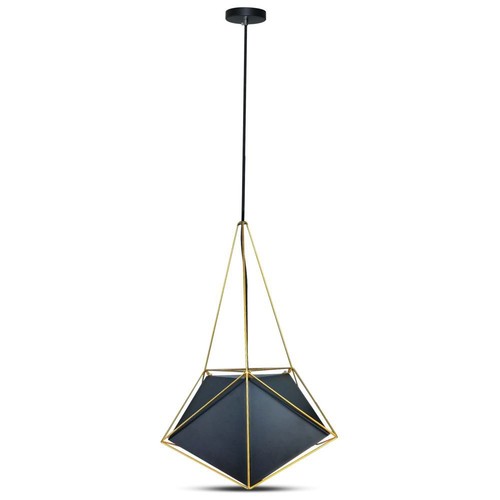 E27 pendel metaal - Zwart en goud, modern prisma design, zonder lichtbron