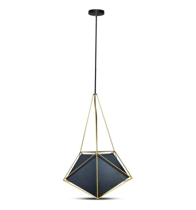 E27 pendel metaal - Zwart en goud, modern prisma design, zonder lichtbron