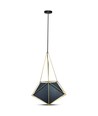 E27 pendel metaal - Zwart en goud, modern prisma design, zonder lichtbron