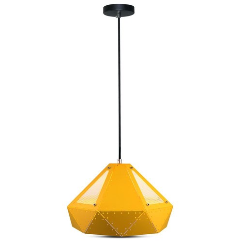E27 Prism hanglamp - Geel, metaal, Ø31x18cm, zonder lichtbron
