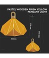 Pastel Wooden Prism hanglamp, geel - E27 fitting, 320x270mm, max 60W, 5 jaar garantie