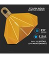 Pastel Wooden Prism hanglamp, geel - E27 fitting, 320x270mm, max 60W, 5 jaar garantie