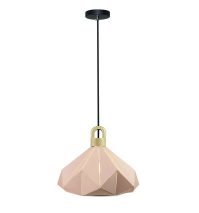 E27 hanglamp Pastel Wooden Prism - Roze, Ø32 x 27 cm, zonder lichtbron