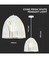 Witte Cone Prism hanglamp, E27 - Metaal, prismavormig, zonder lichtbron, Ø25cm
