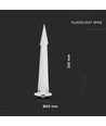 Ø60mm witte grondpen voor breedstraler - IP65, aluminium, 26,5cm hoogte