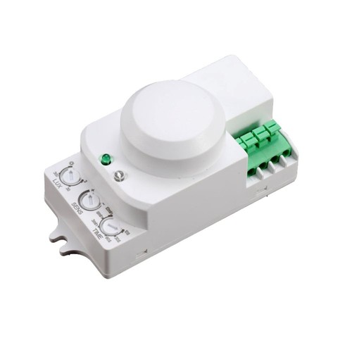 Microgolf bewegingssensor met manual override - 360°, 1-8m bereik, IP20, wit, max 300W LED