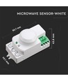 Microgolf bewegingssensor met manual override - 360°, 1-8m bereik, IP20, wit, max 300W LED