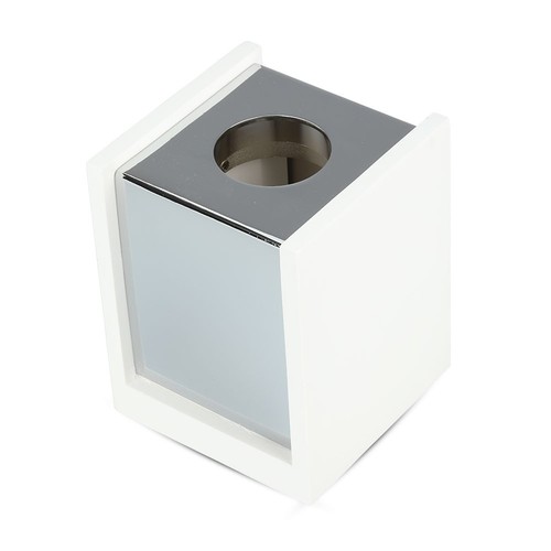 GU10 vierkante gips opbouwspot met chromen voet - 10x10cm, wit/chroom, IP20 binnen, zonder lichtbron