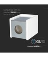 GU10 vierkante gips opbouwspot met chromen voet - 10x10cm, wit/chroom, IP20 binnen, zonder lichtbron