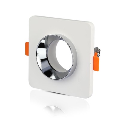 GU10 inbouwspot van gips - Wit/chroom, Gat: Ø8,0 cm, Afmeting: Ø10 cm, zonder lichtbron