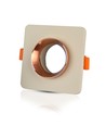 GU10 Vierkante downlight - Off-white met mat rosegoud, Gat: 8cm, excl. lichtbron en fitting