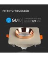 GU10 Vierkante downlight - Off-white met mat rosegoud, Gat: 8cm, excl. lichtbron en fitting