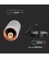 GU10 pendellamp van gips en metaal - Rond, grijs met mat rose gold onderkant, IP20 binnen, zonder lichtbron