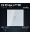1-gangs touch deurbel schakelaar, wit - Glazen cover, inbouw, IP20 binnen