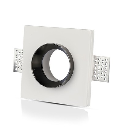 GU10 gips inbouwspot, vierkant - Wit + chroom, 100x100mm, IP20, 5 jaar garantie