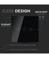 WiFi 3-weg touch schakelaar, zwart - 2200W, werkt met Google Home en Alexa, 3 Gang 1 Way