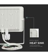 50W LED breedstraler met sensor - IP65, 4000lm, warm wit, PIR bewegingssensor, witte rand