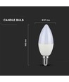 7W kaarslamp E14 - Plastic, Lamp, Samsung Chip, 3000K