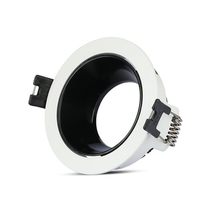 GU10 inbouwspot - Rond, wit/zwart, aluminium, Ø7,9 cm, gat: Ø7,2 cm, zonder lichtbron