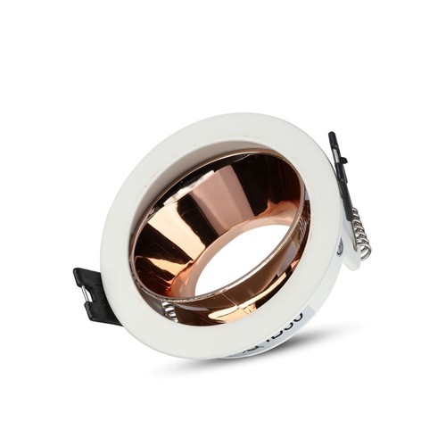GU10 inbouwspot - Rond, wit/rose goud, aluminium, gat: Ø7,2 cm, IP20 binnenshuis