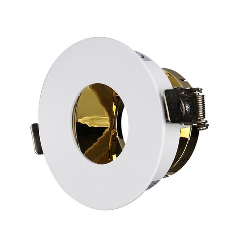 GU10 inbouwspot - Rond, wit/goud, aluminium, gat: Ø7,5 cm, afm: Ø8,3 cm