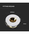 GU10 inbouwspot - Rond, wit/goud, aluminium, gat: Ø7,5 cm, afm: Ø8,3 cm