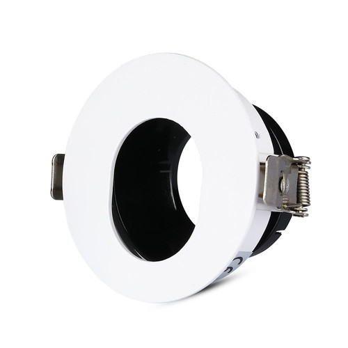 GU10 inbouwspot - Rond, wit/zwart, aluminium, asymmetrisch, gat: Ø7,5 cm