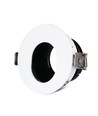 GU10 inbouwspot - Rond, wit/zwart, aluminium, asymmetrisch, gat: Ø7,5 cm